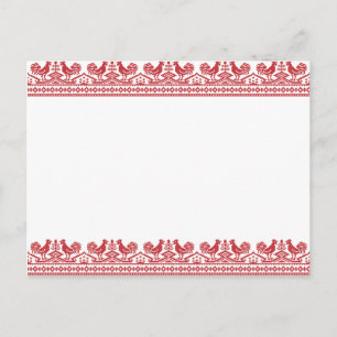 Postal Costilla cruzada del Rooster Rojo