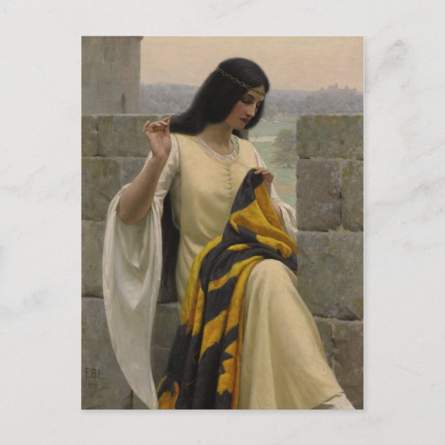 Postal Costurera de Edmund Blair Leighton (Anverso)