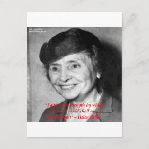 Postal Cota de sabiduría "Fe/Fortaleza" de Helen Keller