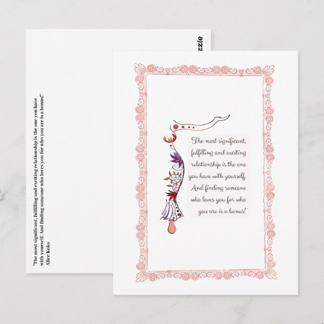 Postal Cotización elegante de la relación más significati (Anverso / Reverso)