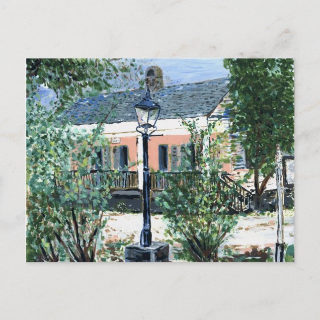 Postal Cottage rosa en el río (Anverso)