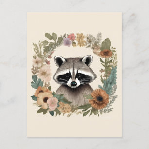 Postal Cottagecore Cute Raccoon