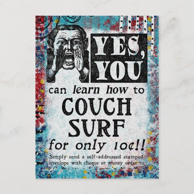 Postal Couch Surf - Funny Vintage Ad (Anverso)