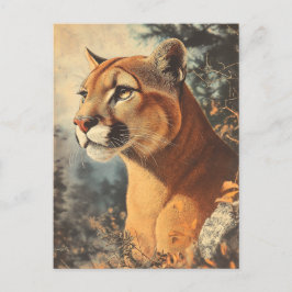 Postal Cougar Mountain Lion Portrait Postkarte