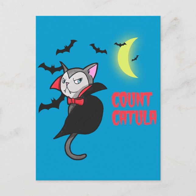 Postal Count Catula Funny Halloween Cat Pun (Anverso)