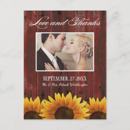 Postal Country Barn Wood Rustic Sunflower Gracias Cartas
