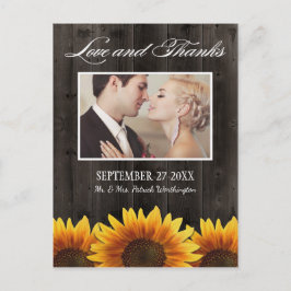 Postal Country Barn Wood Rustic Sunflower Gracias Cartas