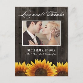 Postal Country Barn Wood Rustic Sunflower Gracias Cartas