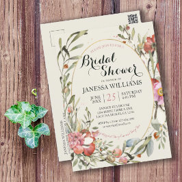 Postal Country Garden Floral Bridal Shower Invitation 