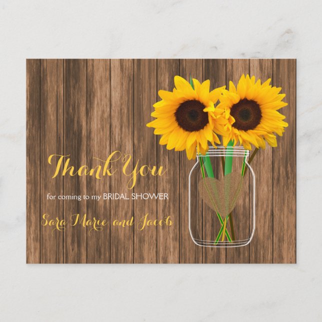 Postal Country Sunflower Mason Jar - Gracias (Anverso)