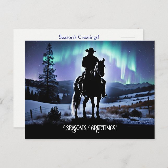 Postal Country Western Cowboy Christmas Seasons Greetings (Anverso / Reverso)
