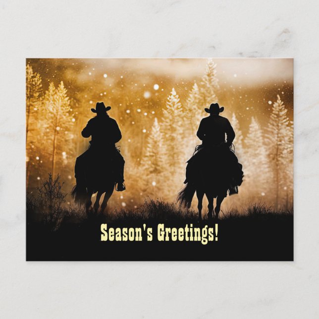 Postal Country Western Cowboy Christmas Seasons Greetings (Anverso)