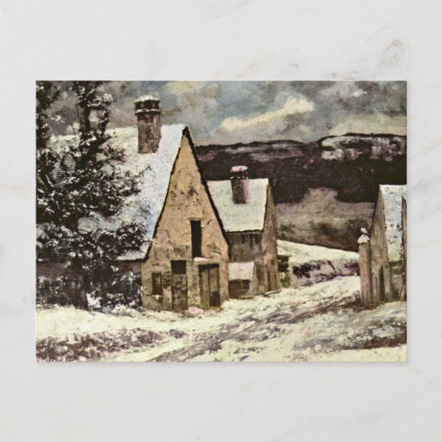 Postal Courbet - Village Street en invierno (Anverso)