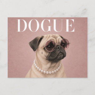 Postal Covergirl Pug Carlino Rosa