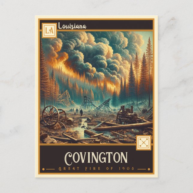 Postal Covington, Luisiana  | Vintage (Anverso)