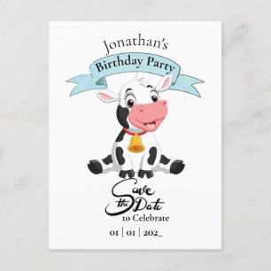 Postal Cow Ahorra La Fecha Feliz Cumpleaños Chico Postcar
