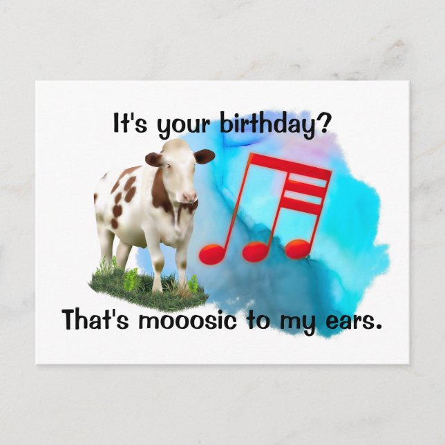 Postal Cow de Cumpleaños Musical (Anverso)