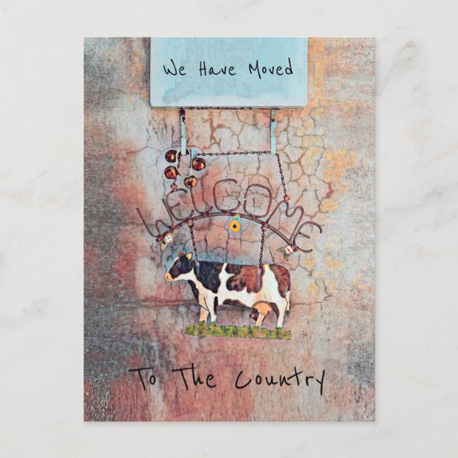 Postal Cow Rustic Country Western Farm Moving Card (Anverso)