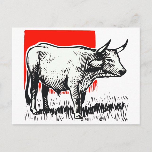 Postal Cow Woodcut (Anverso)