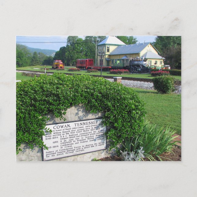 Postal Cowan, TN, almacén de trenes histórico (Anverso)