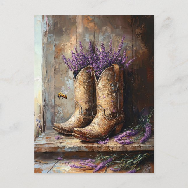 Postal Cowboy Boots Lavender y Honey Bee (Anverso)