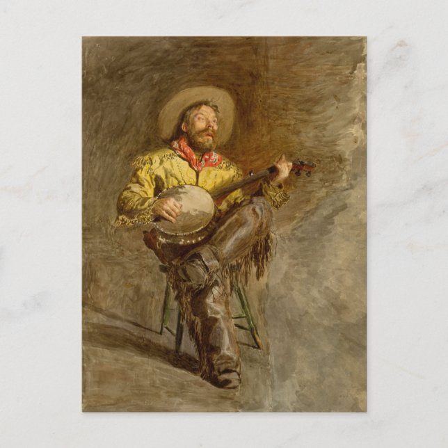 Postal Cowboy Cantando | Thomas Eakins (Anverso)