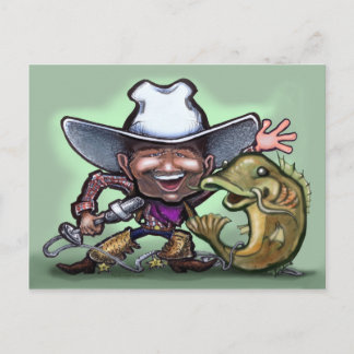 Postal Cowboy Catfish No Gun POSTCARD