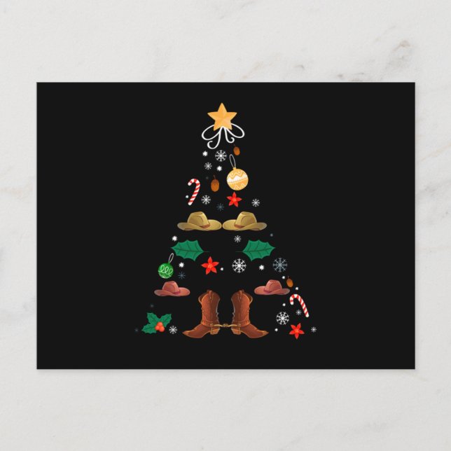 Postal Cowboy Christmas Tree Xmas New Year Line Dance Gif (Anverso)