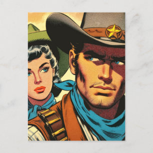 Postal Cowboy/Cowgirl Retro Comics