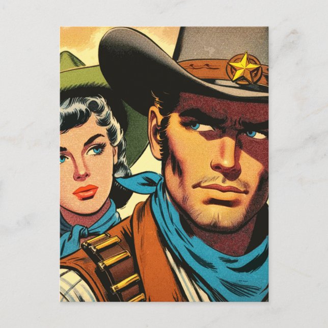 Postal Cowboy/Cowgirl Retro Comics (Anverso)