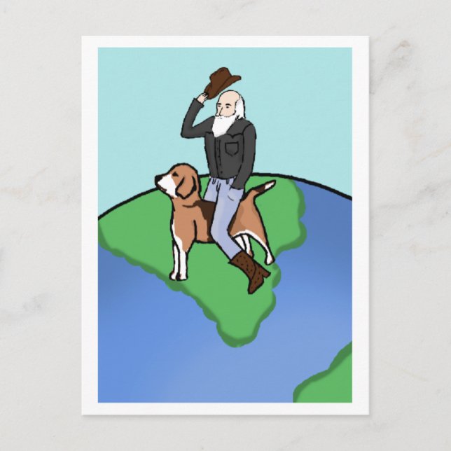 Postal Cowboy Darwin sobre "El Beagle" (Anverso)