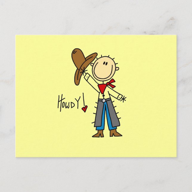 Postal Cowboy Howdy Camisetas y regalos (Anverso)