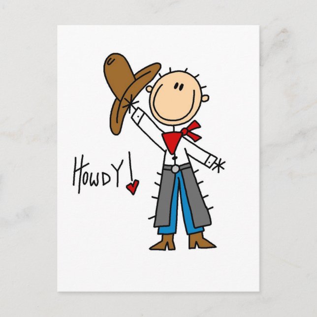 Postal Cowboy Howdy Camisetas y regalos (Anverso)