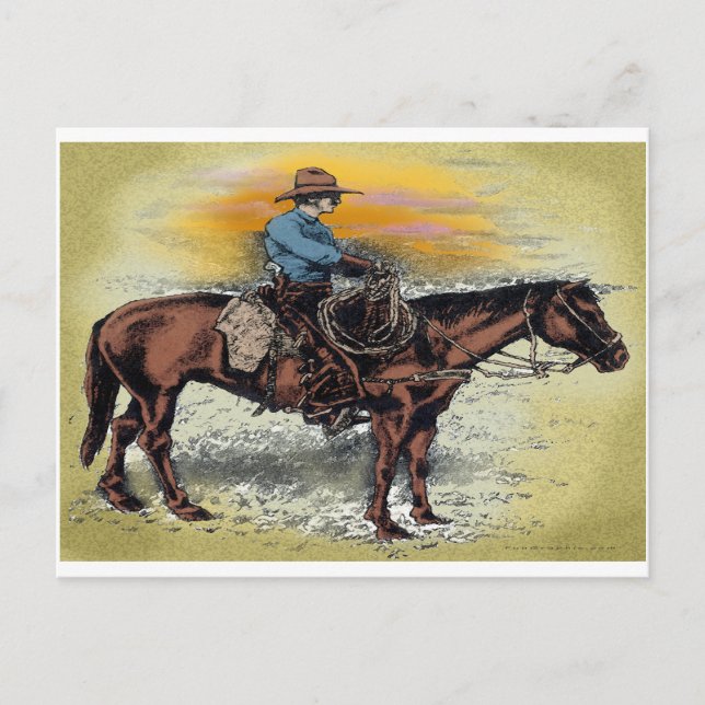 Postal Cowboy n Sunset (Anverso)