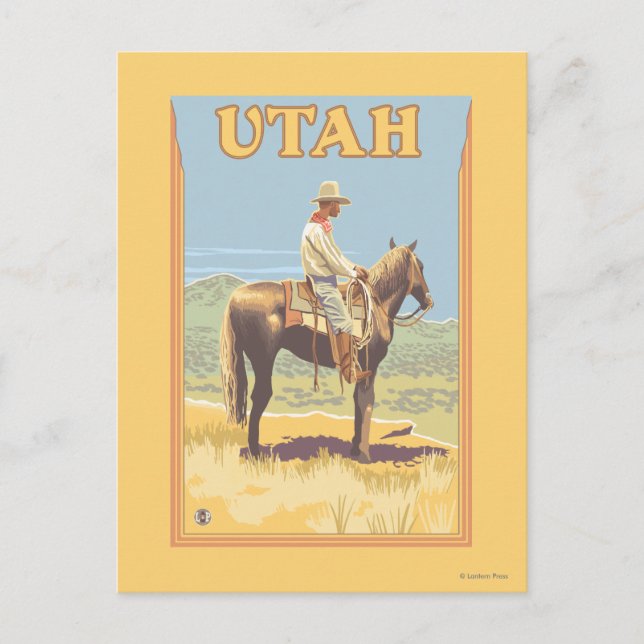 Postal Cowboy (vista lateral) Utah (Anverso)