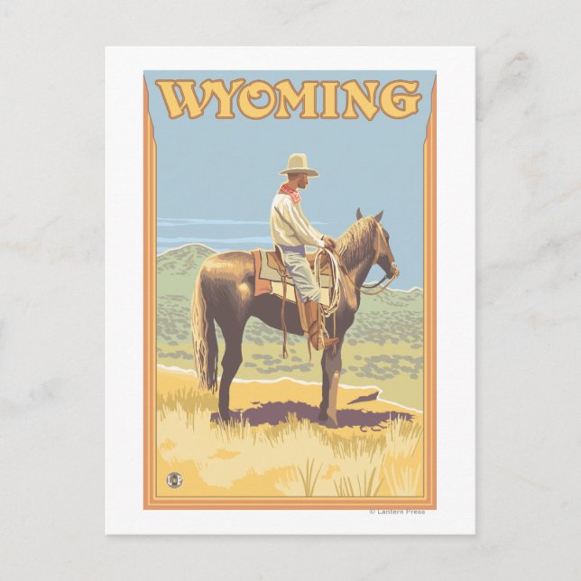 Postal Cowboy (vista lateral) Wyoming (Anverso)