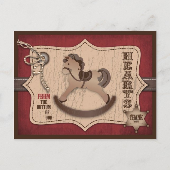 Postal Cowboy Western Rocking Horse Gracias (Anverso)