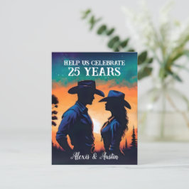 Postal Cowboy y Cowgirl 25 años del atardecer