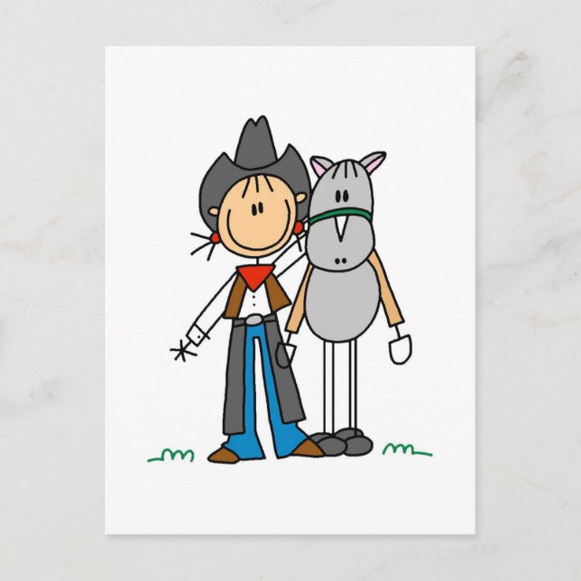 Postal Cowgirl de la figura del palo con camisetas para c (Anverso)