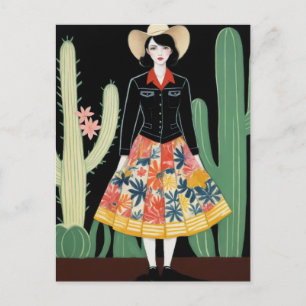 Postal Cowgirl Floral Skirt and Cactus