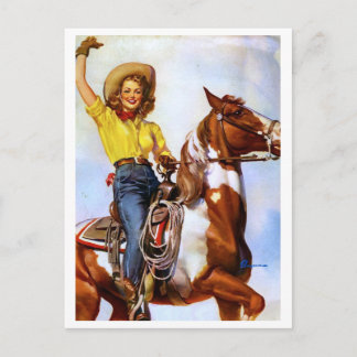 Postal Cowgirl Rider Pin Up