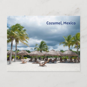 Postal Cozumel, México Hermosa Playa de Arena, Paraguas
