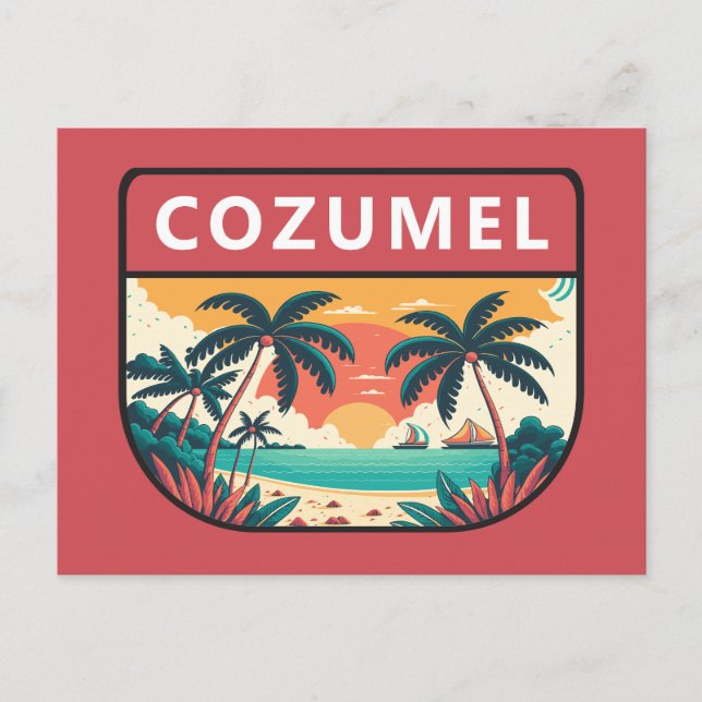 Postal Cozumel México Retro Emblem (Anverso)
