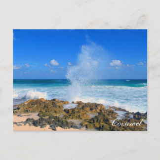 Postal Cozumel México Wave Wave Splash Water Spout Verde 