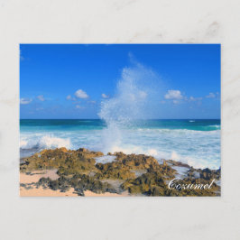 Postal Cozumel México Wave Wave Splash Water Spout Verde 