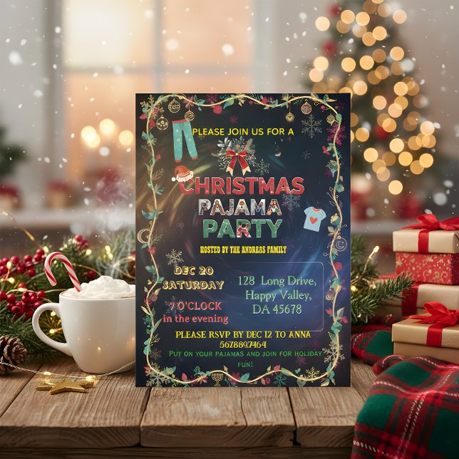 Postal Cozy Christmas Pajama Bash | Festive Family (Subido por el creador)
