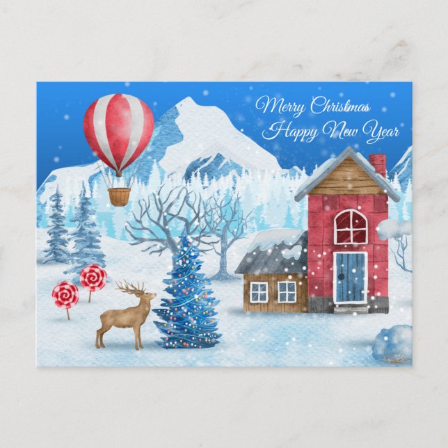 Postal Cozy Cottage In Winter Wonderland (Anverso)