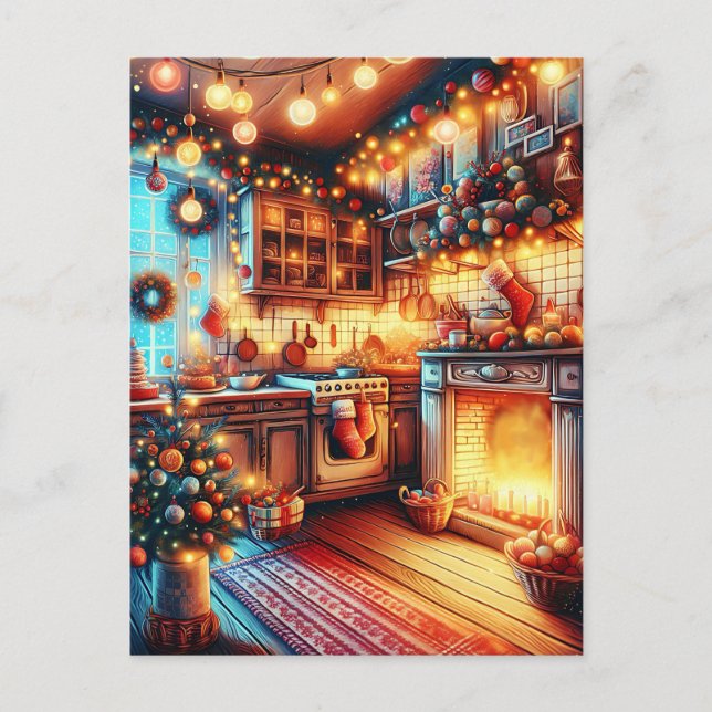 Postal Cozy Kitchen Vintage Christmas (Anverso)