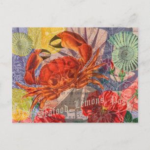 Postal Crab Nautical Beach Art