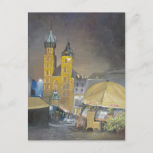 Postal Cracovia de noche
